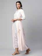 Ahalyaa Women Pink Crepe Khari Print Dress | Grocsy