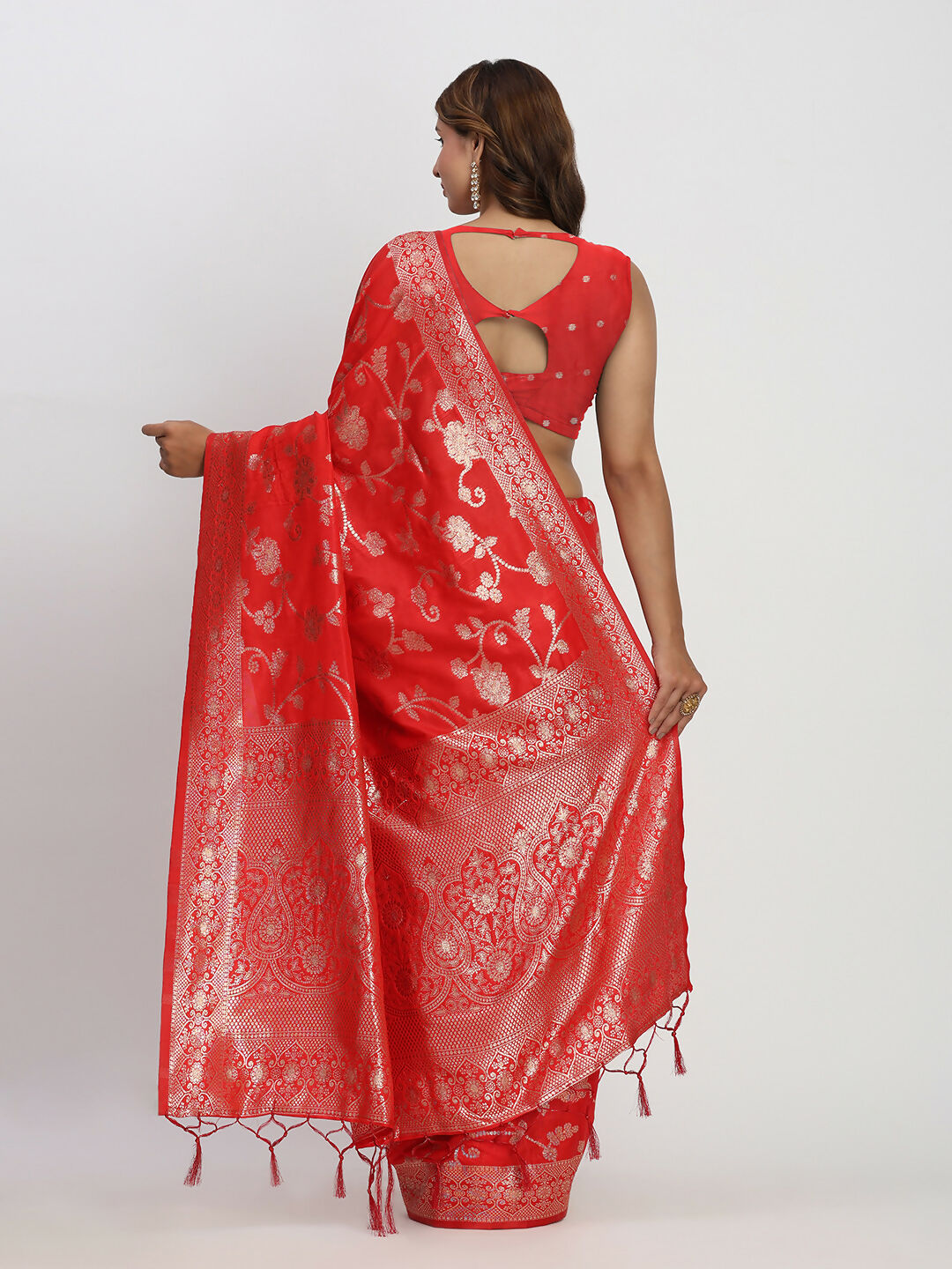 Shree Shyam Fashion Banarasi Silk Red Saree | Grocsy