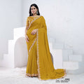 Mustard Pure Crepe Silk Moti With Hand Work Saree With Unstitched Blouse - Norita Swaraa | Grocsy