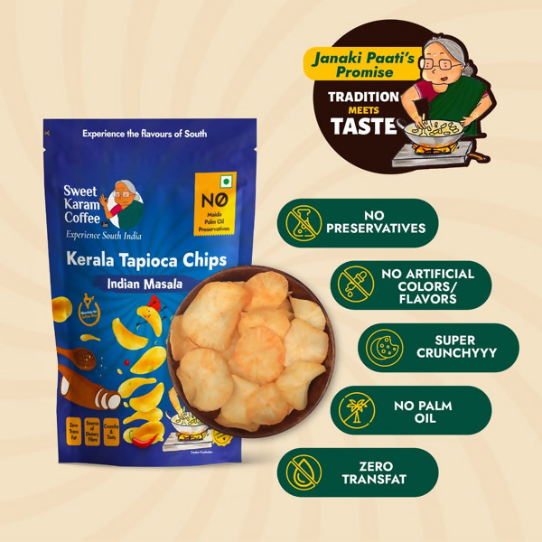 Sweet Karam Coffee Kerala Tapioca (Kappa) Chips - Indian Masala | Grocsy