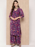 Ahalyaa Women's Traditional wear Kurta Set - Purple | Grocsy
