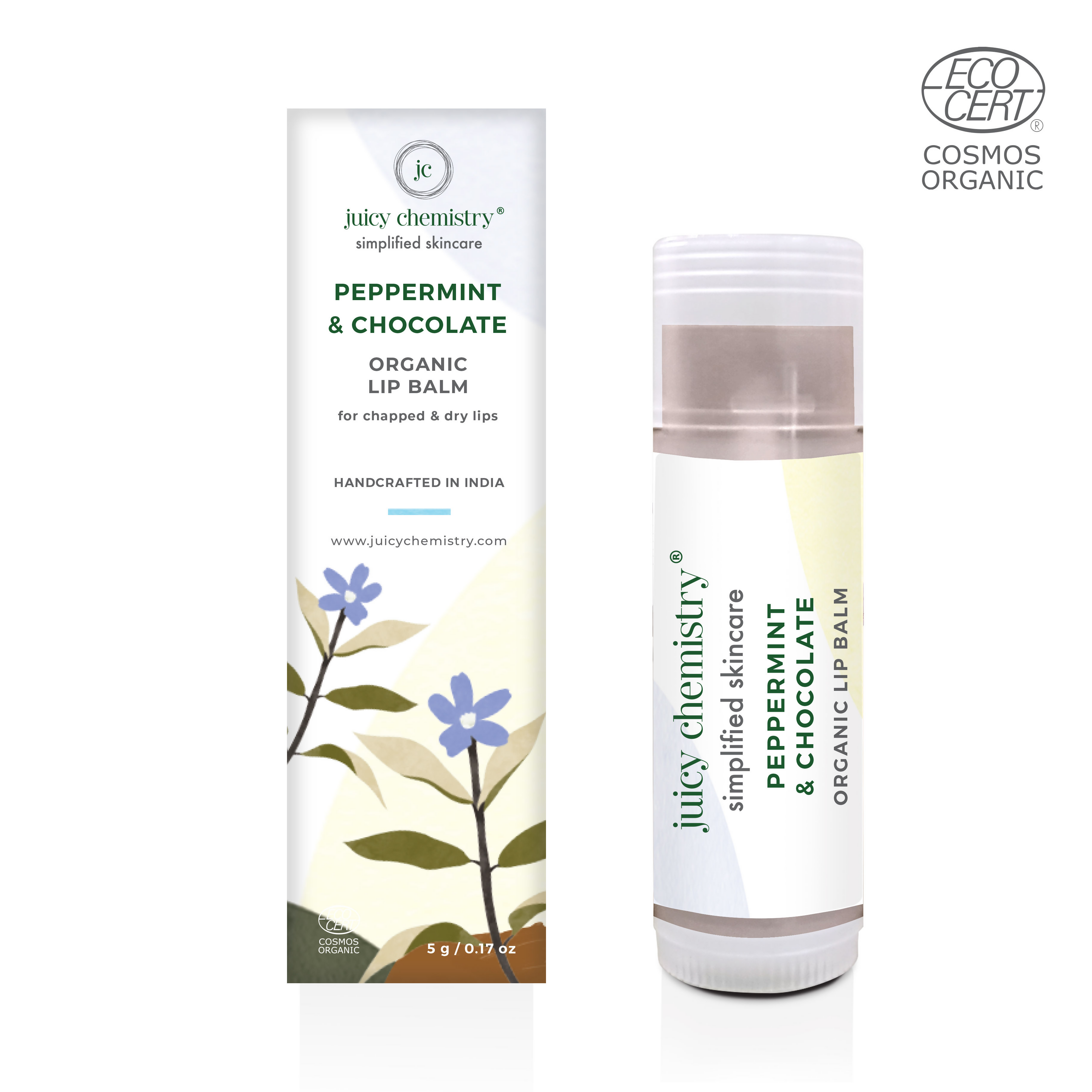 Juicy Chemistry Peppermint & Chocolate Organic Lip Balm | Grocsy