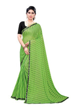 Vamika Green Malai Silk Printed Saree (Zigzag Green) | Grocsy