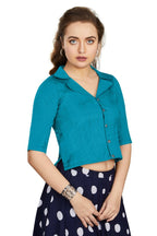 Aastha Fashion Women's Women's Firozi Art Silk Button Readymade Blouse | Grocsy