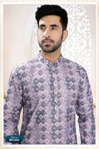 Joban Fashion Men's Purple Straight Silk Thread Embroidery All Over Kurta Set | Grocsy