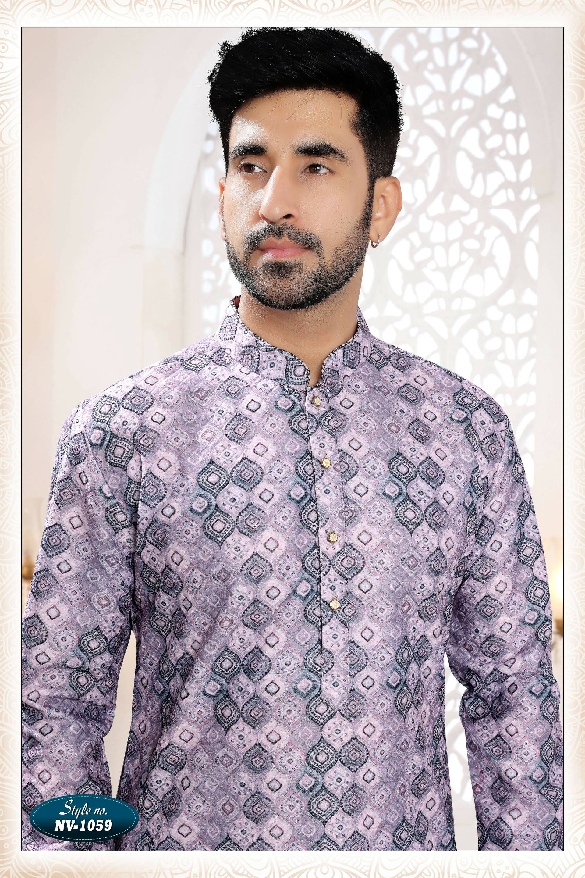 Joban Fashion Men's Purple Straight Silk Thread Embroidery All Over Kurta Set | Grocsy