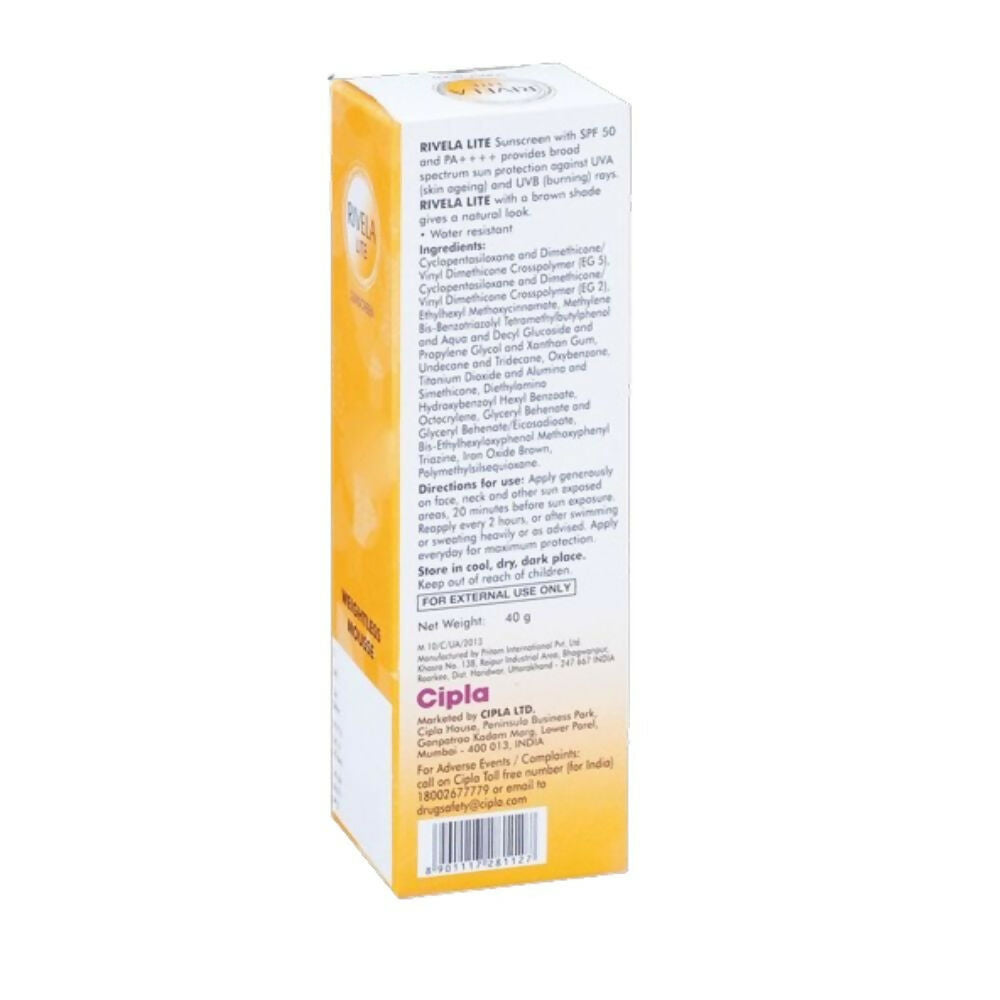Rivela Lite Weightless Mousse Broad Spectrum UVA/UVB Sunscreen, Bronze SPF 50+ | Grocsy