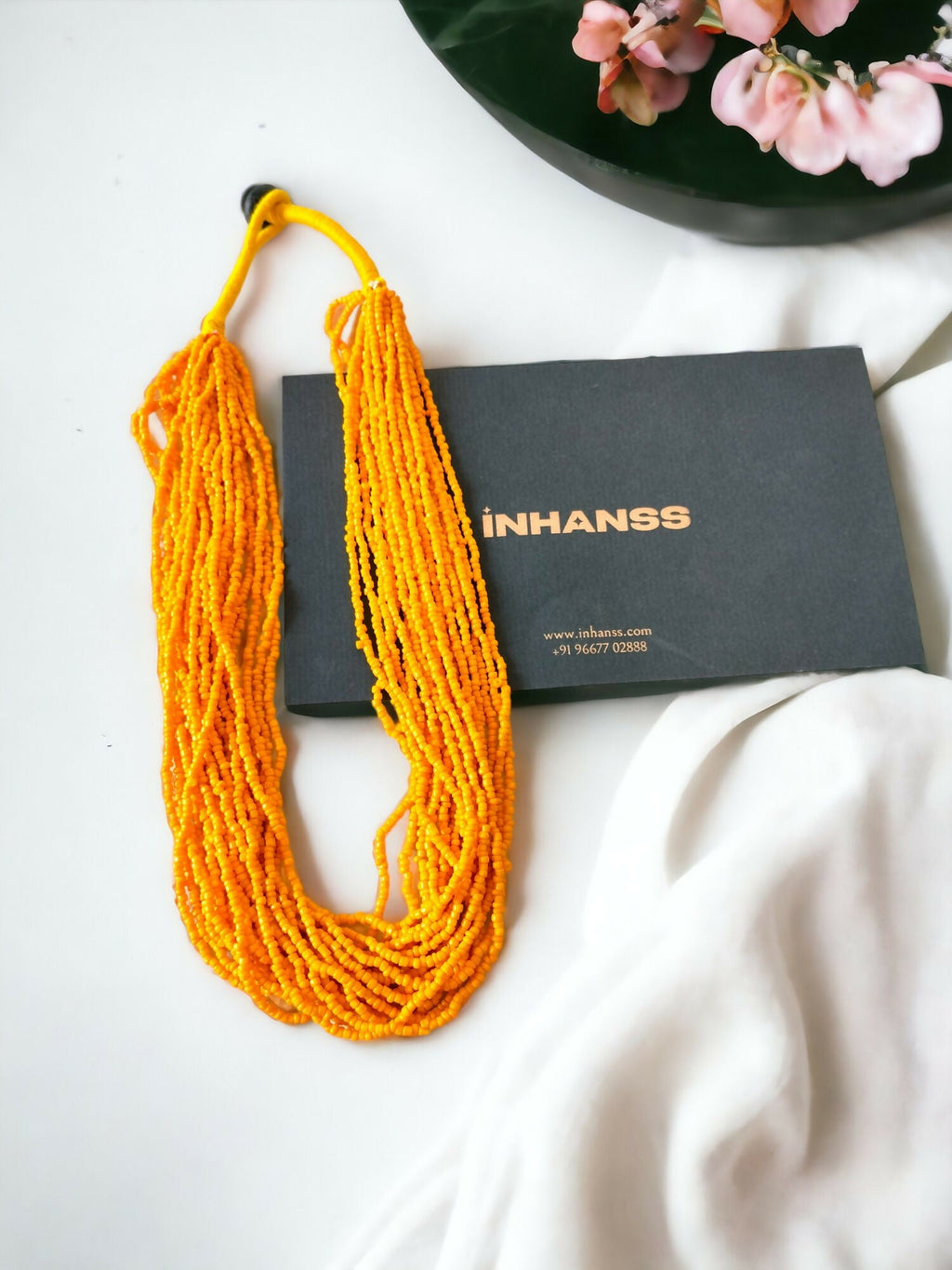 Inhanns Handmade Beaded Multilayer Necklace, 20 Layers - Yellow | Grocsy