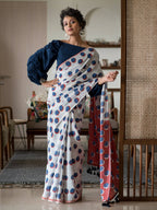 Suta Off White Polka Dots Pure Cotton Saree | Grocsy