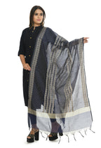 Mominos Fashion Moeza Handloom Cotton Navy Blue Dupatta | Grocsy