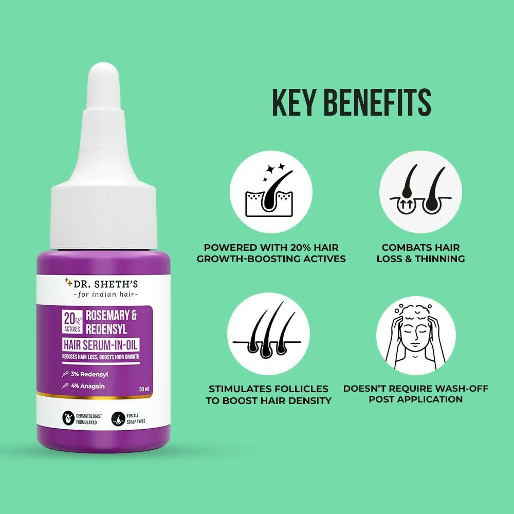 Dr. Sheth’s Rosemary & Redensyl Hair Serum-in-Oil for Hair Growth & Reduce Hair Fall | Grocsy
