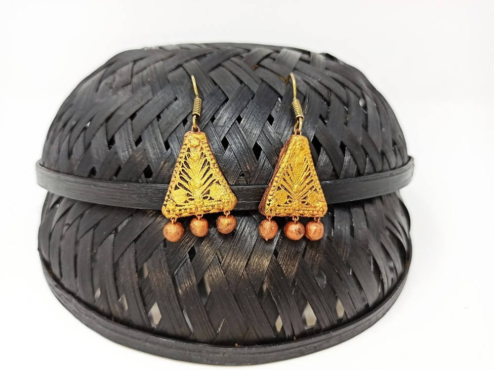 Terracotta Boho Ear Hangings-Copper Gold | Grocsy