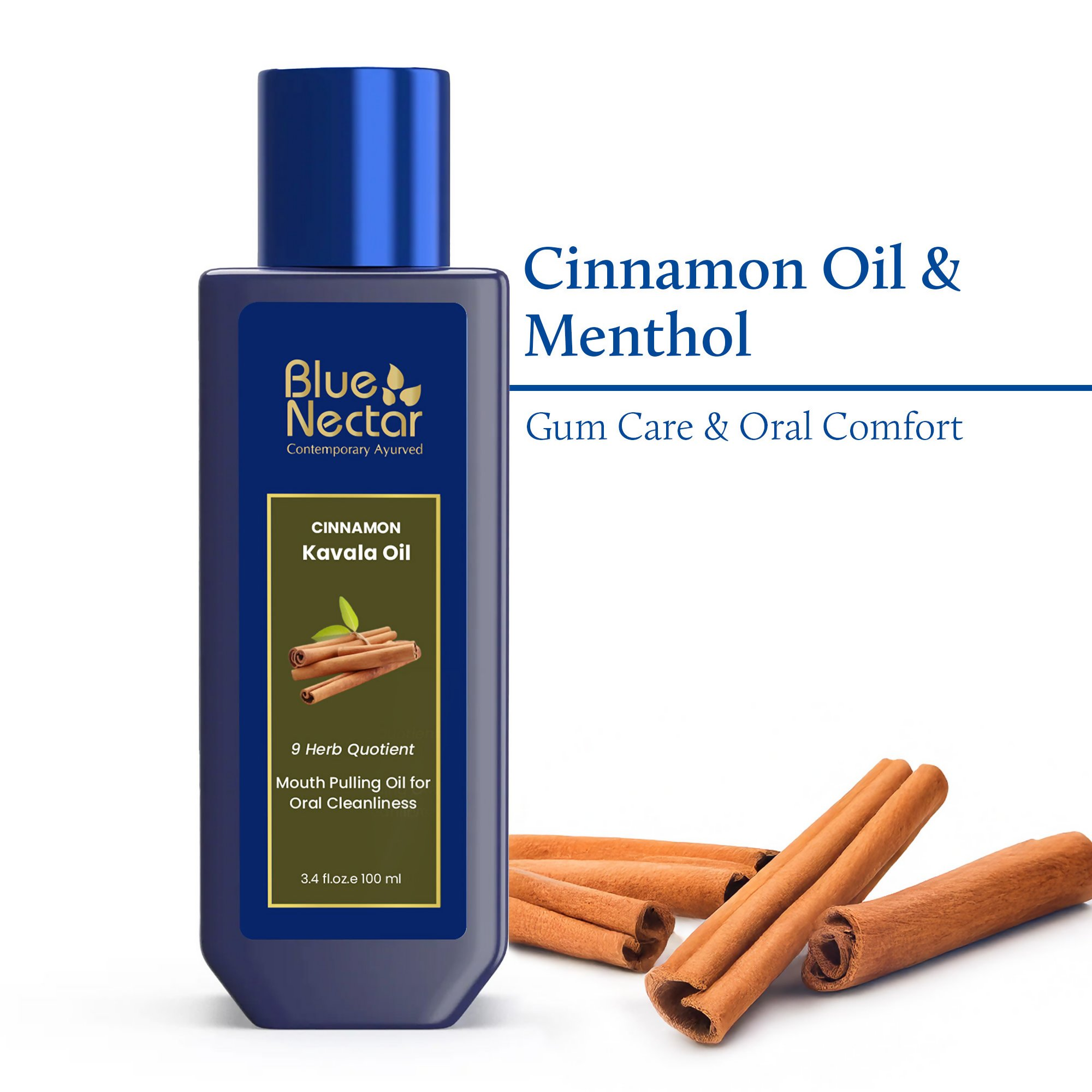 Blue Nectar Cinnamon Mouth Pulling Oil Ayurvedic Mouthwash | Grocsy