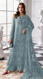 Anaita Blue Fox Georgette Suit With Khatli & Sequence Work | Grocsy