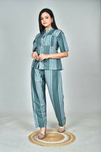 Morchari Digital Print Semi Muslin Co-Ord Set Top & Trouser-Multicolor | Grocsy