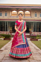 Blue Lehenga Choli for Party Wear Patola Foil Printed Ghagra Choli by Infinity Export | Grocsy