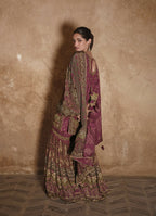 Anaita Maroon Silk Readymade Palazzo Suit with Swarovski Work | Grocsy