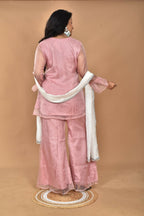 Morchari Women And Hand Embroidery Palazzo Set-Peach | Grocsy