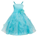Asmaani Baby Girl's Sky Blue Colour Satin A-Line Knee Length Dress (AS-DRESS-22090) | Grocsy
