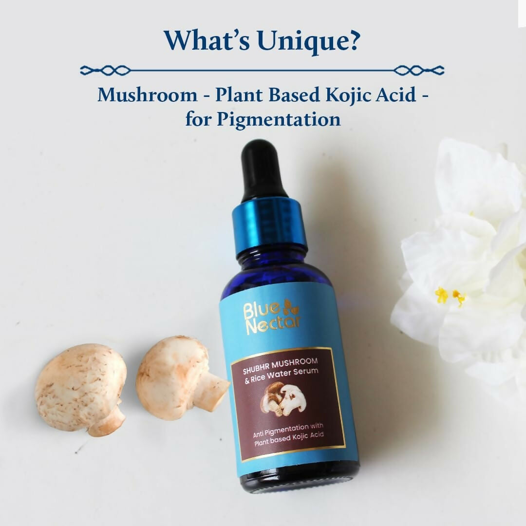 Blue Nectar Plant Based Kojic Acid Serum with Rice Water & Mushroom for Pigmentation & Dark Spots Removal | Grocsy