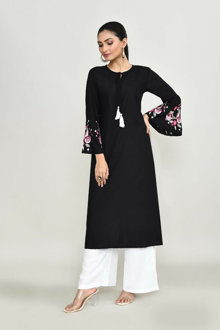 Joban Fashion Black Rayon Kurta Set | Grocsy