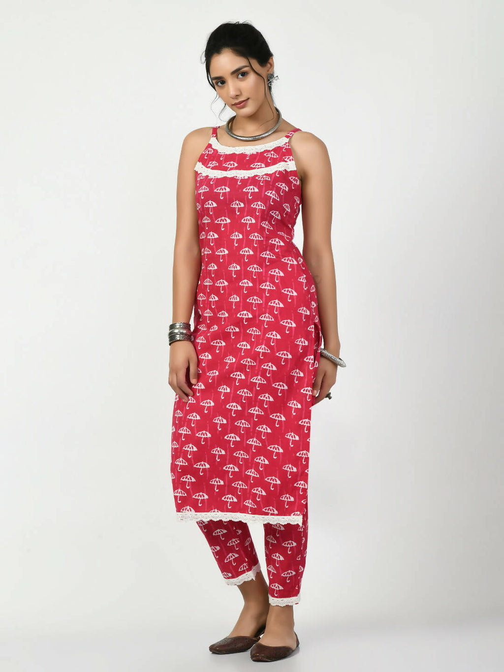 Myshka Women's Pink Printed Kurta With Trouser | Grocsy