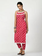 Myshka Women's Pink Printed Kurta With Trouser | Grocsy