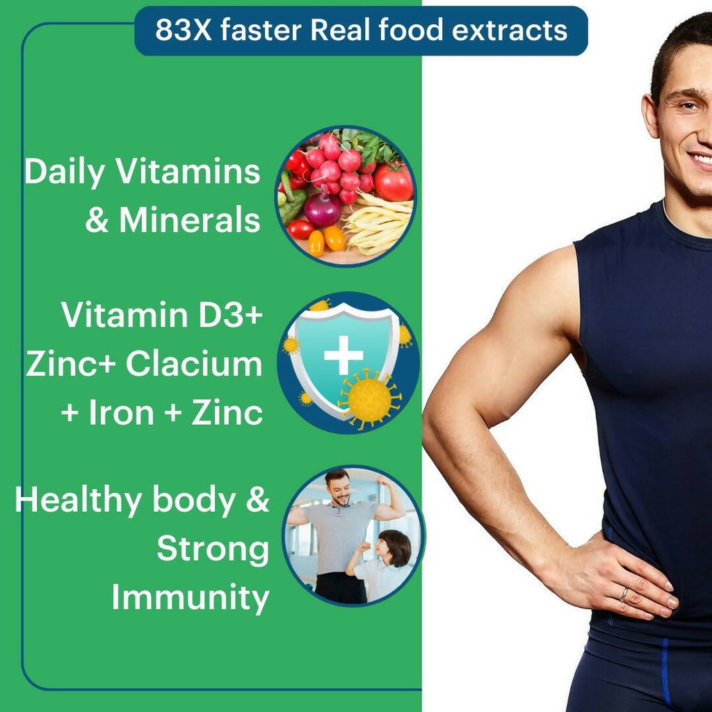 Laurik Multivitamin Tablets For Men | Vitamin A, C, D ,E With B Vitamins, Iron, Zinc & Calcium Supplements For Overall Health | Grocsy