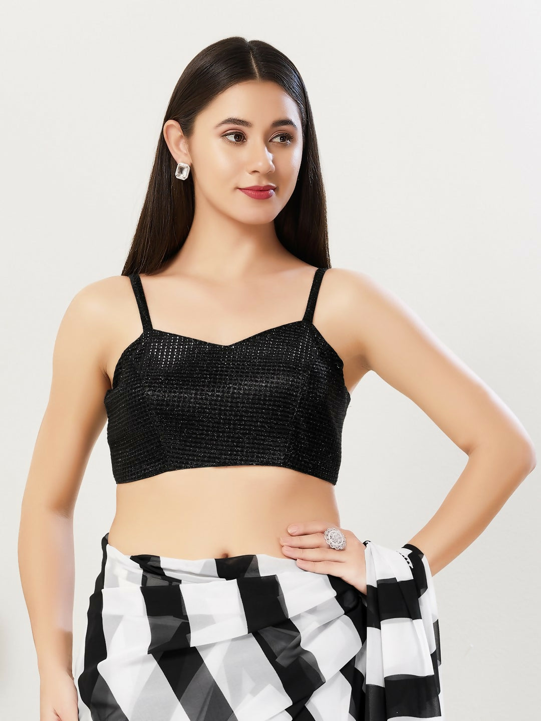 Joban Fashion Women Polyester Black Stitched Blouse | Grocsy