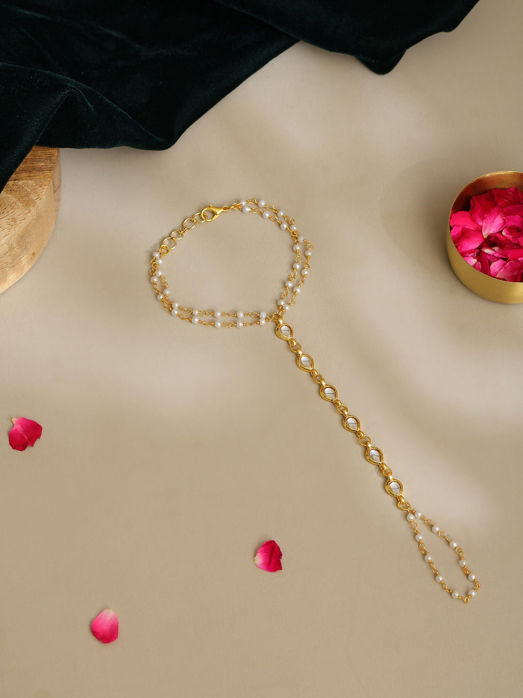 Ruby Raang Gold Kundan Haath Phool | Grocsy