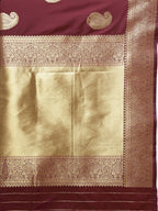 Lorenvalley Fashion Maroon Soft Silk Woven Design Gold Zari Weaving Saree | Grocsy