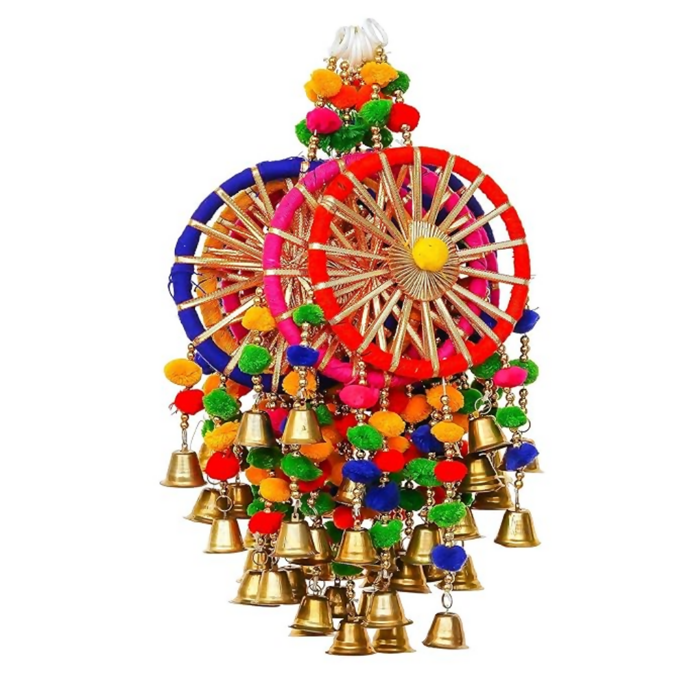 eCraftIndia Gota Patti Bangle & Bells Decorative Wall Door Hangings Latkan Toran | Grocsy