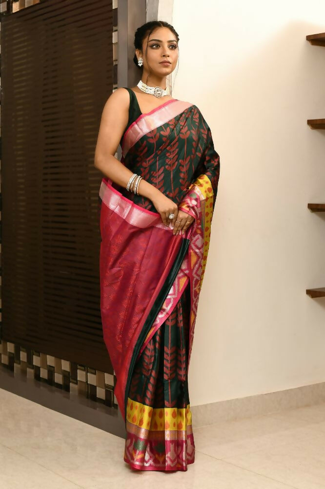 Joban Fashion Multicolor Saree Kataan Ikkat | Grocsy