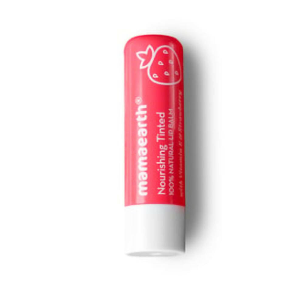 Mamaearth Nourishing Tinted 100% Natural Lip Balm With Vitamin E & Strawberry | Grocsy