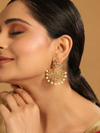 Nuyug 22K Gold Plated Kundan Chandbali Pearl Elegance Earrings | Grocsy