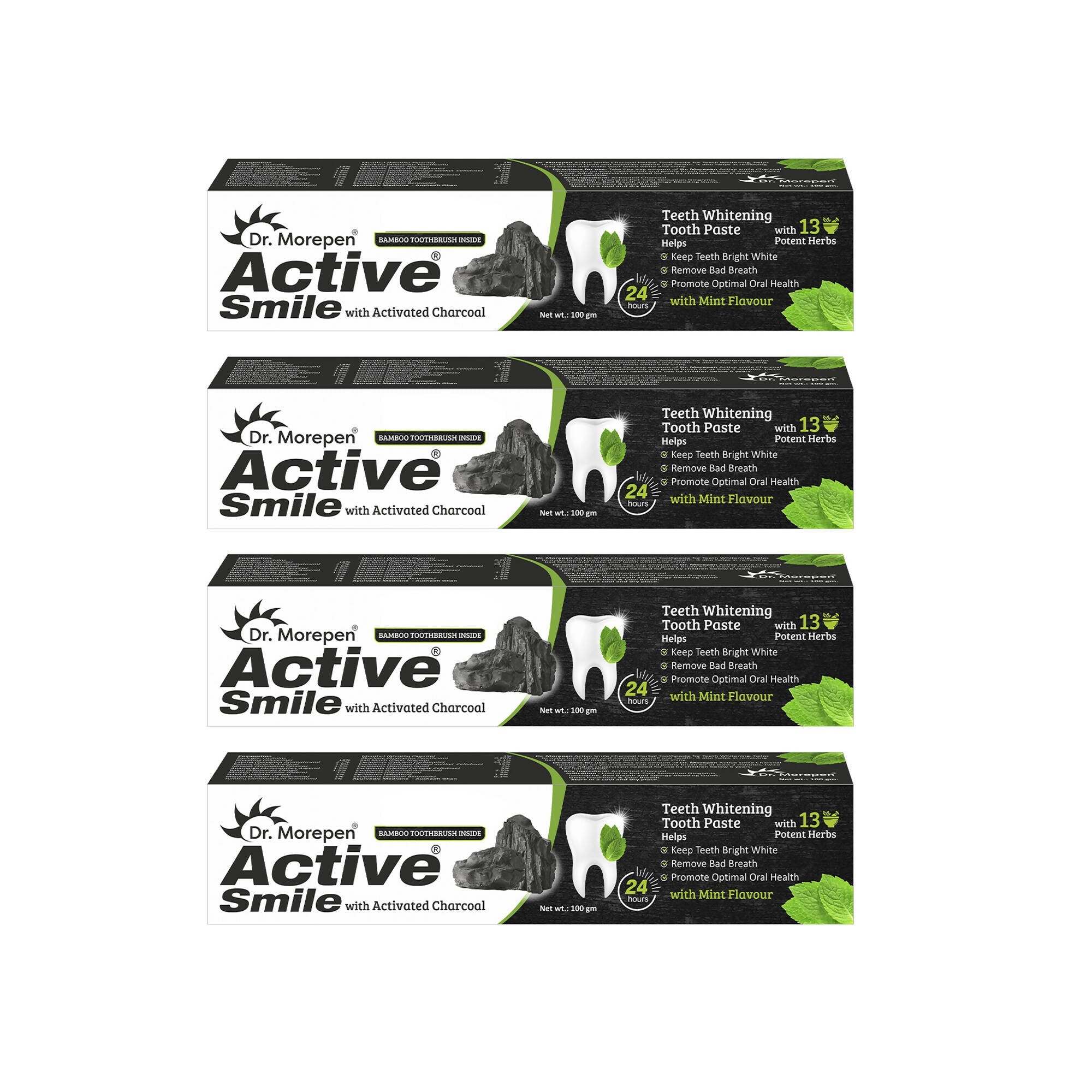 Dr. Morepen Active Smile Charcoal Toothpaste for Teeth Whitening & Bad Breath Removal | Grocsy