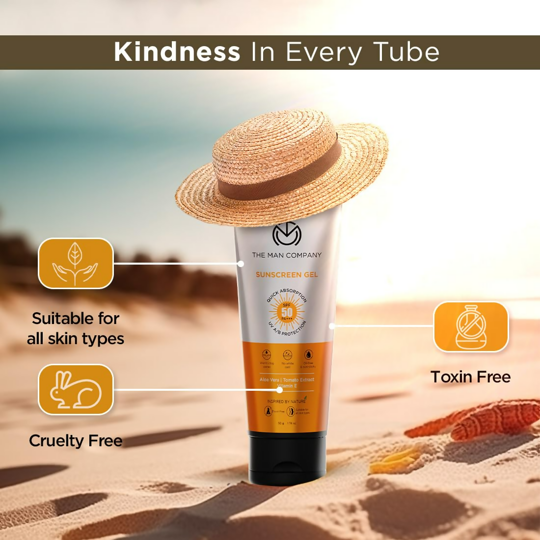 The Man Company Oil-Free Sunscreen Gel SPF 50 PA+++ For Men | Grocsy