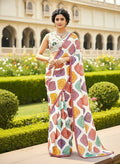 Teeya Creation New Womens Latest Wedding Wear Georgette Saree-White | Grocsy