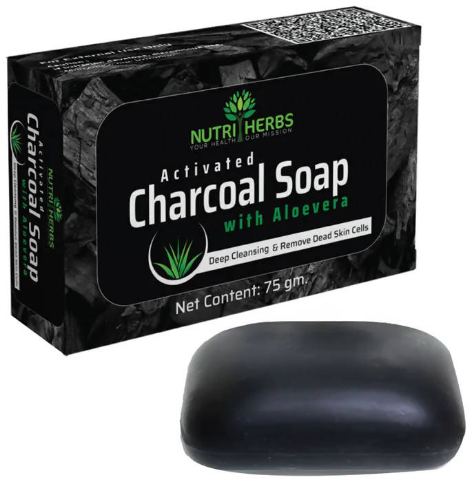 Nutriherbs Aloevera Activated Charcoal Soap | Grocsy