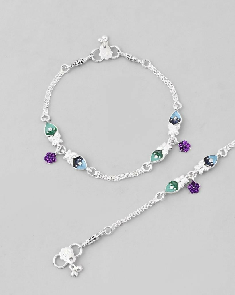 VOJ Set of 2 Mutli Color Meenakari Anklet | Grocsy