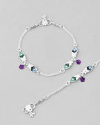 VOJ Set of 2 Mutli Color Meenakari Anklet | Grocsy