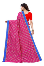 Vamika Pink Linen Foil Print Saree (YOGI PINK) | Grocsy