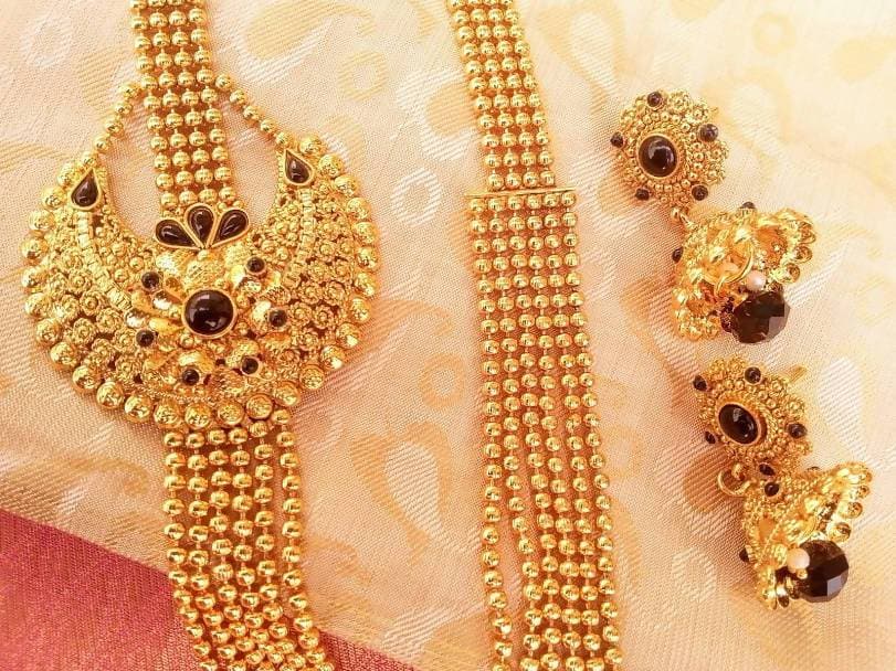 Bridal Black Kemp Layer Necklace Set | Grocsy