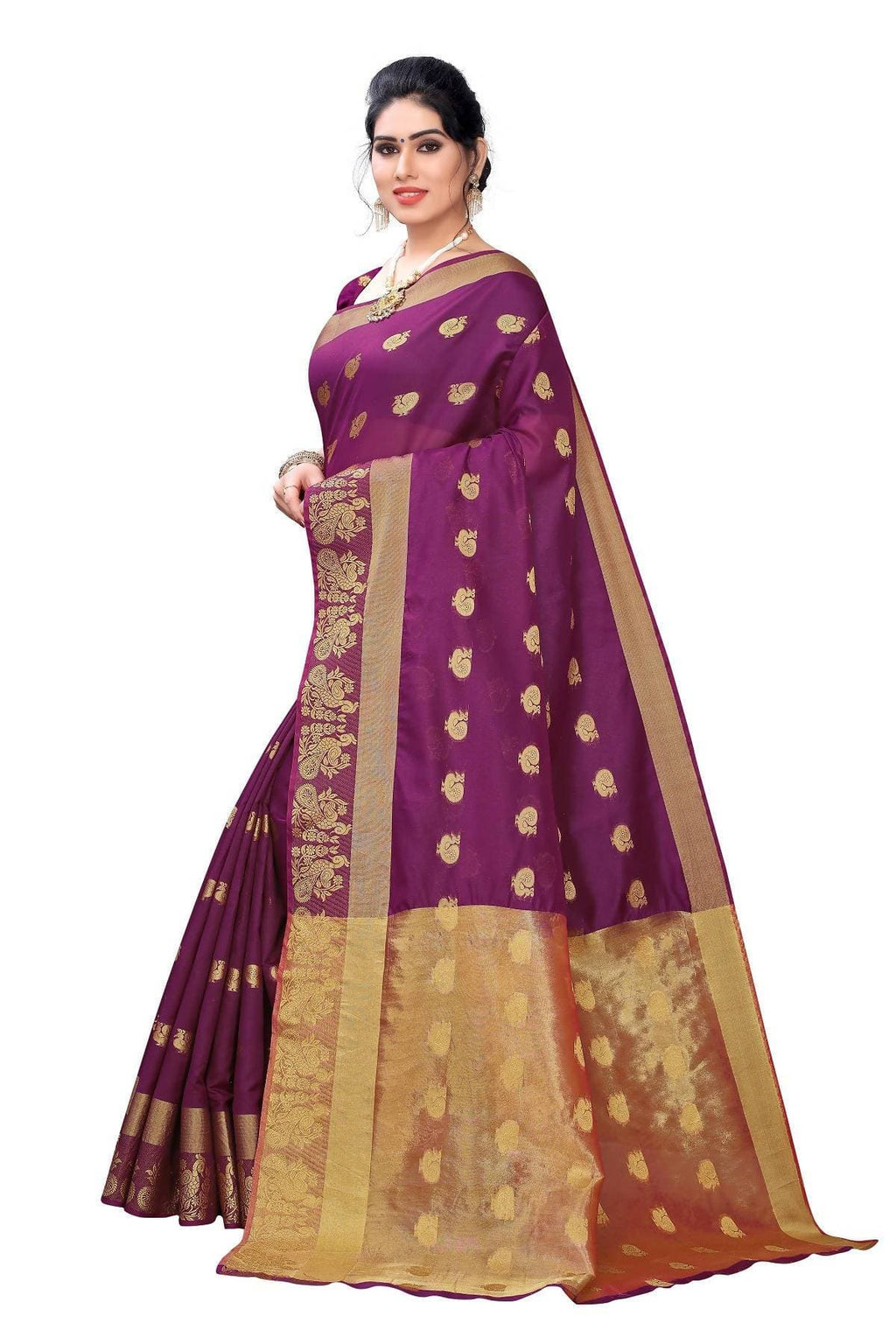 Vamika Banarasi Jacquard Weaving Wine Red Saree | Grocsy