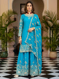 Joban Fashion Sky Silk Embroidered Sharara Set | Grocsy