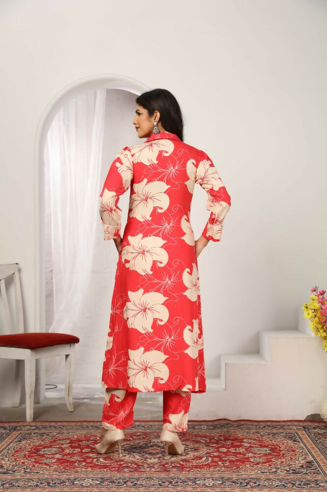 Jyoti Fashion Women's Pink Rayon Floral Print with Side Pocket Kurtis & Sets | Grocsy