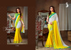 Vamika White & Yellow Designer Georgette Embroidery Saree | Grocsy