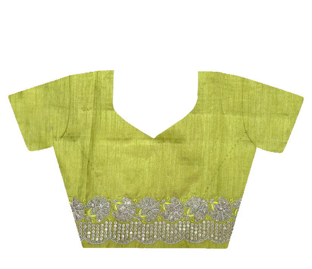 Teeya Creation Lemon Yellow Color Gold Crush Embroidery Work Saree | Grocsy