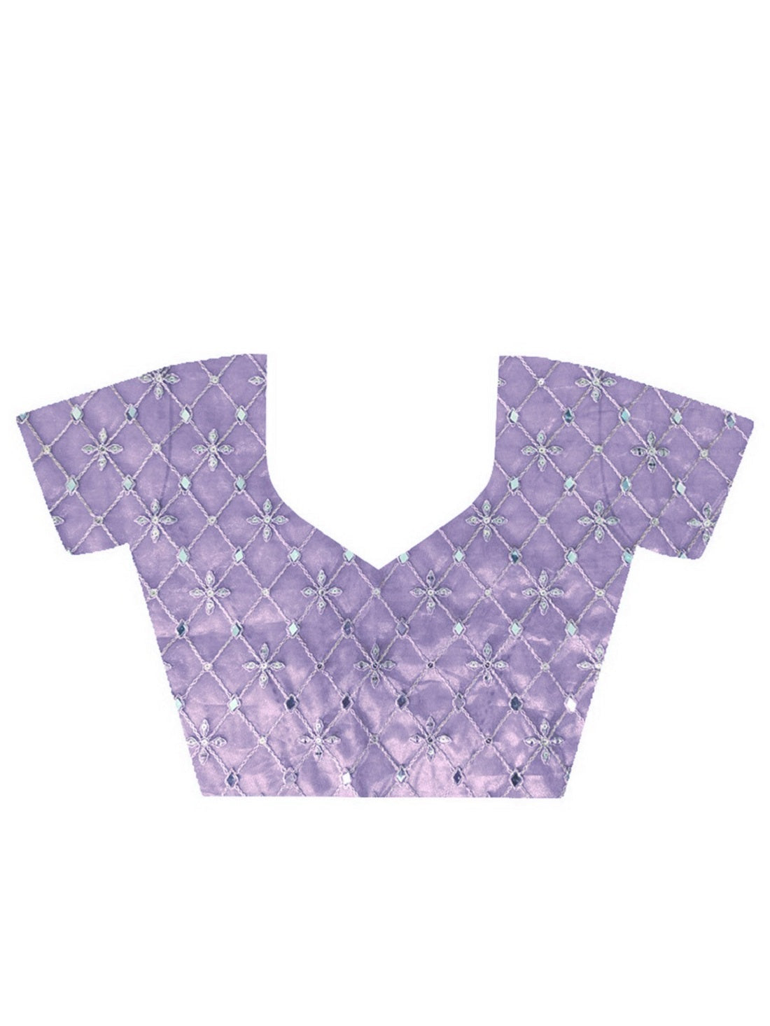 Teeya Creation Lavender Color Silver Tissue Silk Embroidery And Mirror Work Saree | Grocsy