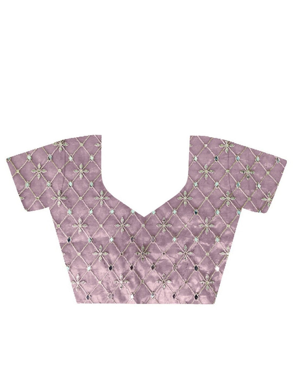 Teeya Creation Lavender Color Silver Tissue Silk Embroidery And Mirror Work Saree | Grocsy